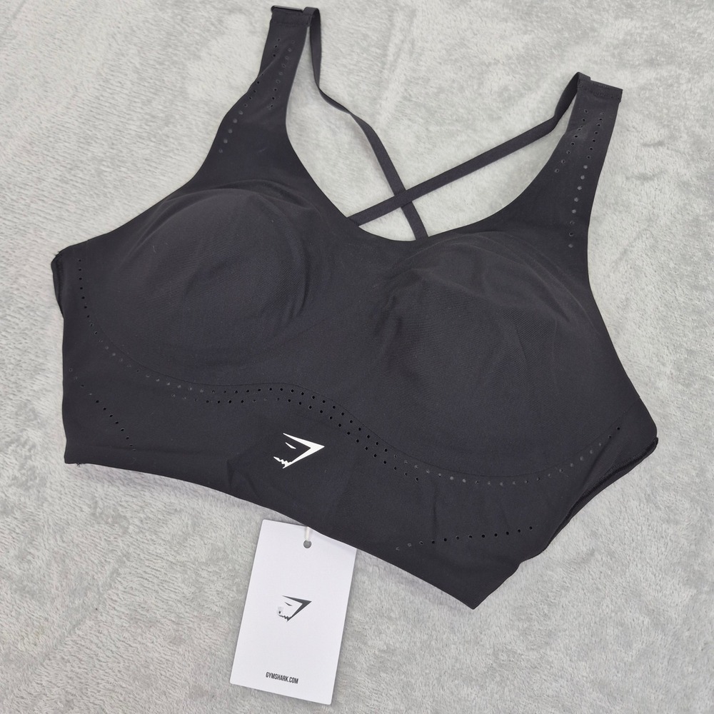 NWT Gymshark S Longline Crossback Sports Bra Black Medium Support B6A6L Athletic